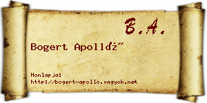 Bogert Apolló névjegykártya